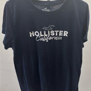 Hollister Dark Blue Tee with Logo. Gently worn, used.